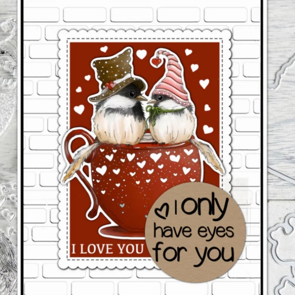 Yixuan Happy Valentine's Day Love Birds Gnome Cups Cutting Die & Stamp set - Picture 3 of 5